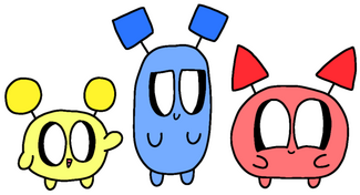 Chisai Ki (Yellow GeGero), Takai Aoi (Blue GeGero), and O Aka (Red GeGero)